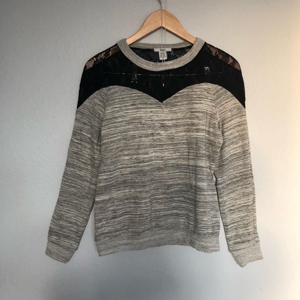 Bar III black and white sweater with lace